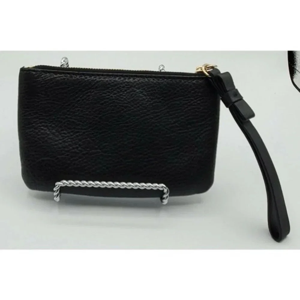 Kate Spade Black Pebble Leather Small Zip Wristlet
